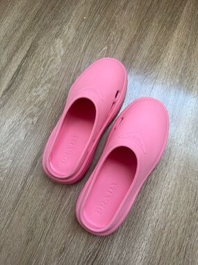 Prada Pink Slip-On Clog Shoes